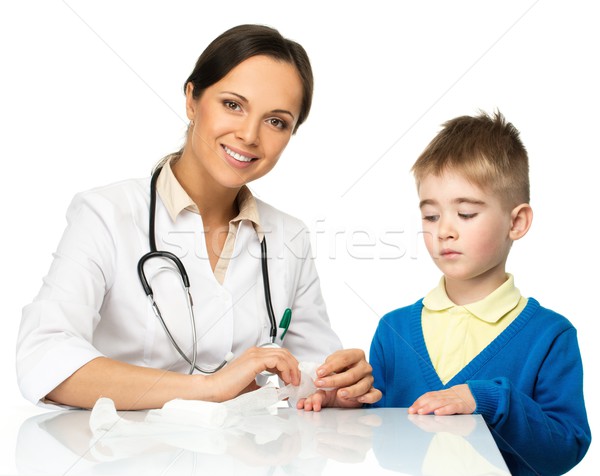 Little boy visiting paediatrician office Stock photo © Nejron