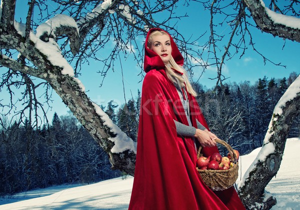 Red hood with a basket of apples Stock photo © Nejron