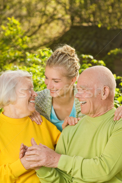 Nonni pronipote esterna sorriso faccia uomo Foto d'archivio © Nejron