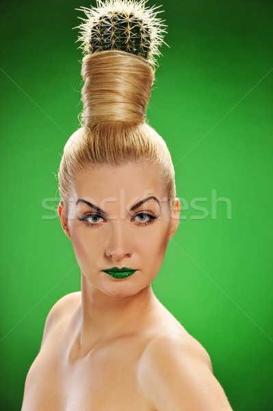 Сток-фото: женщину · кактус · волос · девушки · лице · моде