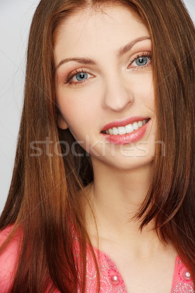 Zdjęcia stock: Piękna · brunetka · kobieta · uśmiech · twarz · szczęśliwy