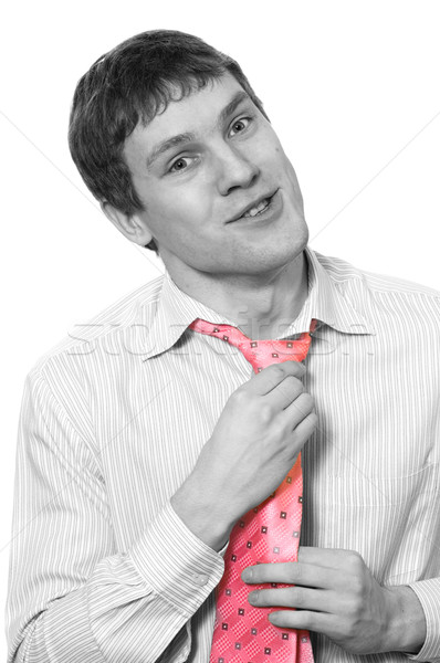單色 圖片 年輕 商人 玫瑰 領帶 商業照片 © Nejron