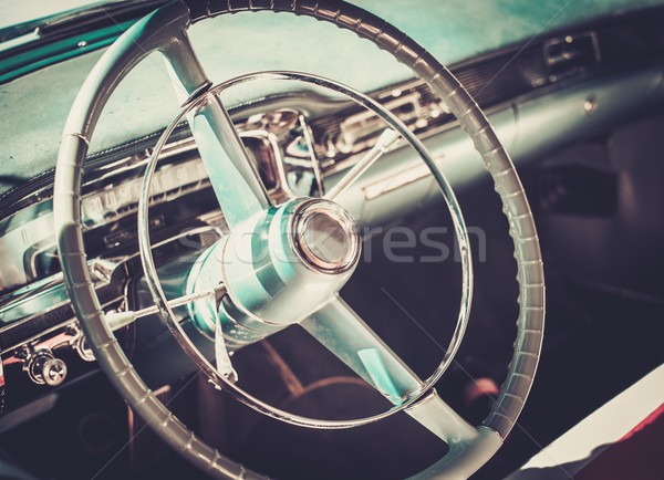 Stock photo: Interior of a classic american car 