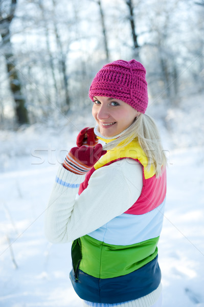 Congelato bella donna inverno abbigliamento esterna occhi Foto d'archivio © Nejron