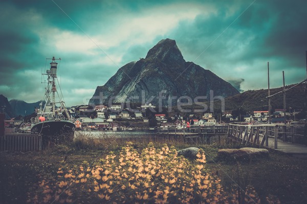 Traditional fishing boat in Reine village, Norway Stock photo © Nejron