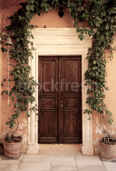 Wooden door of an ancient house Stock photo © Nejron