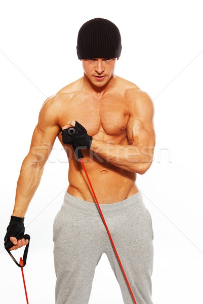 Yakışıklı adam kaslı vücut uygunluk egzersiz sağlık spor salonu Stok fotoğraf © Nejron