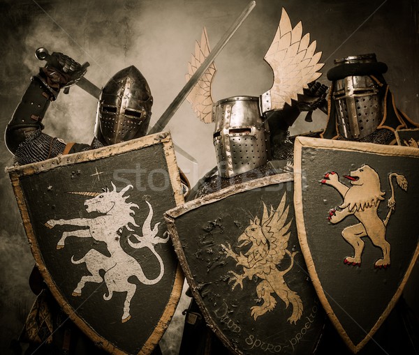 Three medieval knights Stock photo © Nejron