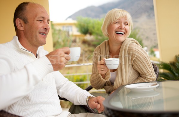 Middle-aged couple drinking caffee Stock photo © Nejron