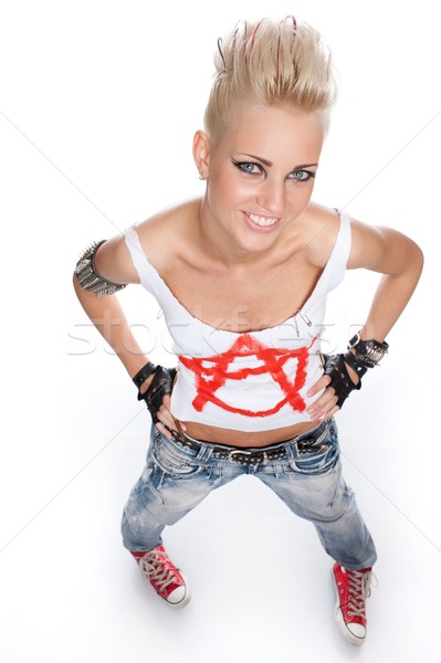 Punk meisje glimlachend vrouw glimlach gezicht Stockfoto © Nejron