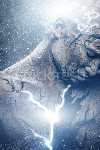 Homme spirituelle art corporel lumière peinture foudre Photo stock © Nejron