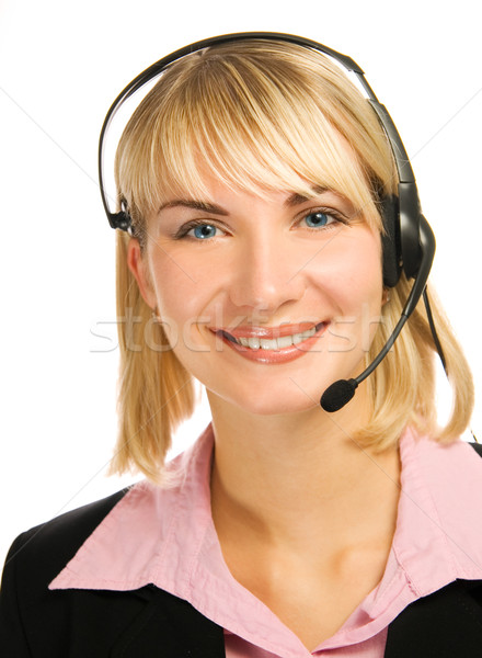 Vriendelijk hotline exploitant vrouw internet gelukkig Stockfoto © Nejron