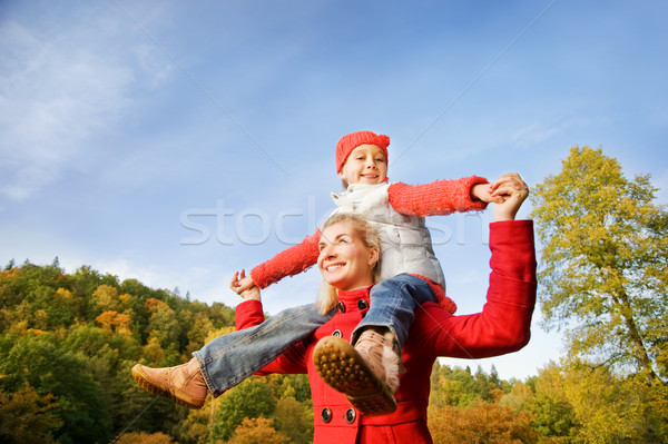 Stock foto: Mutter · Tochter · Freien · Frau · Lächeln