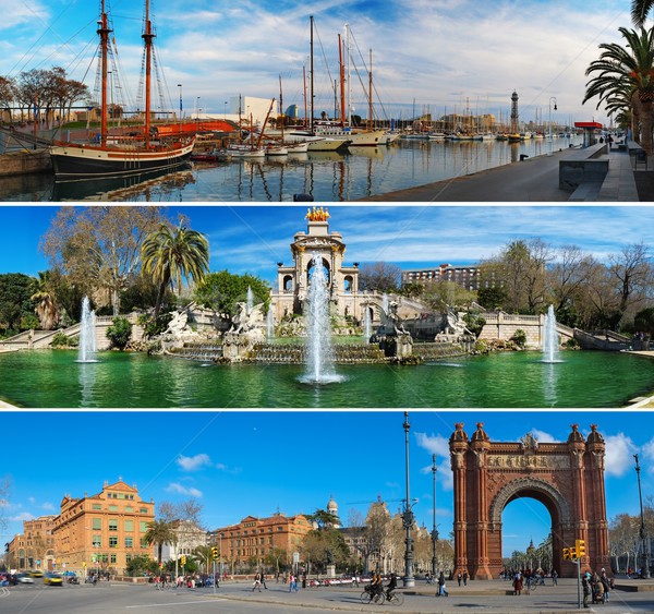 Set of three Barcelona attractions panoramas  Stock photo © Nejron