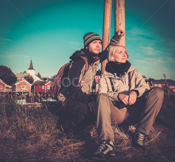 Foto d'archivio: Giovani · Coppia · frazione · Norvegia · cielo · uomo