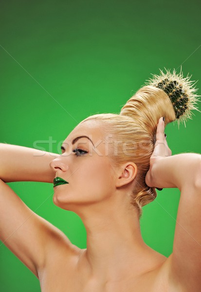 Woman with cactus in her hair  Stock photo © Nejron