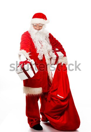 Stockfoto: Kerstman · christmas · zak · geïsoleerd · witte