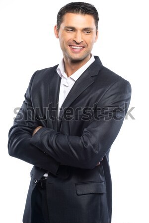 Knap jonge man zwart pak witte shirt geïsoleerd Stockfoto © Nejron