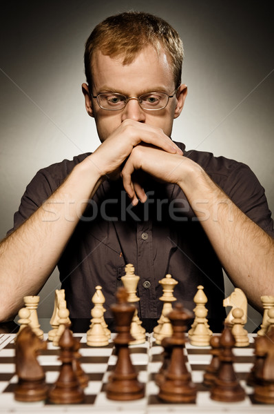 Nachdenklich Schach Master weiß Armee Spiel Stock foto © Nejron