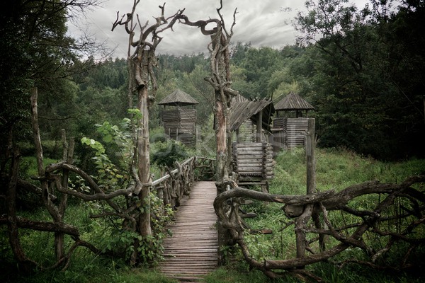 Medieval wooden fortification. Stock photo © Nejron