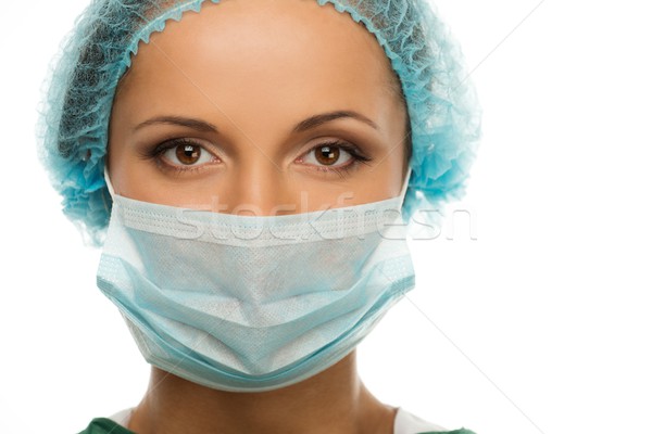 Foto stock: Médico · CAP · cara · máscara · trabajo