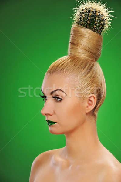  Woman with cactus in her hair 
 Stock photo © Nejron