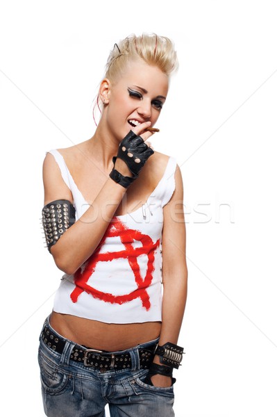 Punk girl with a cigarette Stock photo © Nejron