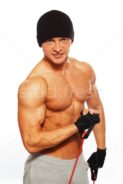 [[stock_photo]]: Bel · homme · corps · musclé · fitness · exercice · santé · gymnase