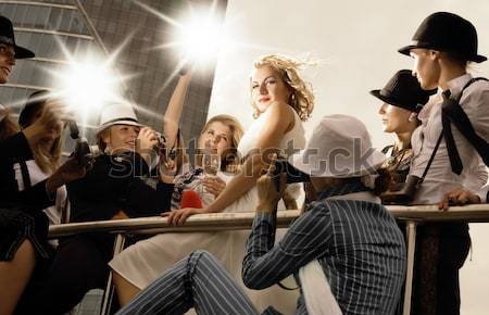Szupersztár zsúfolt paparazzi nő szex buli Stock fotó © Nejron