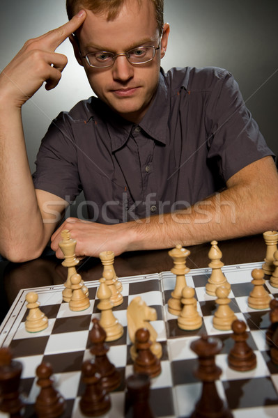 Thoughtful chess master 

 Stock photo © Nejron