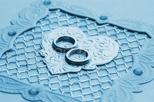 Luxus kézzel készített esküvői meghívó alkotóelem kék esküvő Stock fotó © Nejron