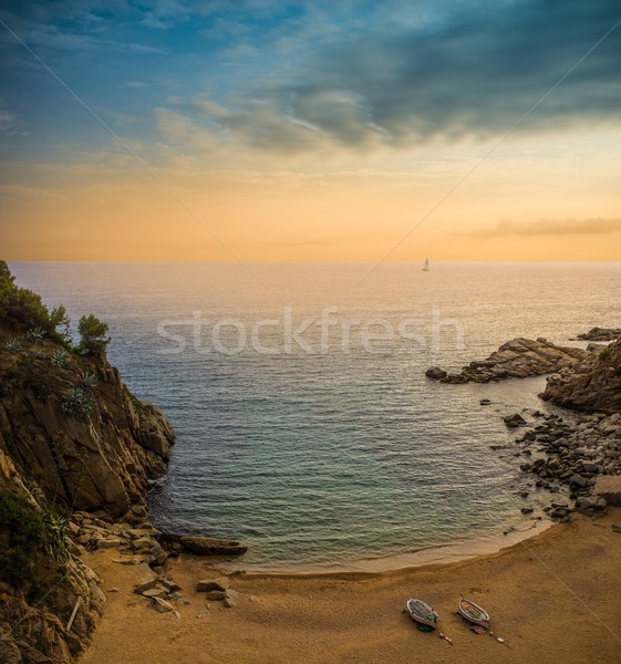 Schönen Strand Himmel Sonnenuntergang Meer Sommer Stock foto © Nejron