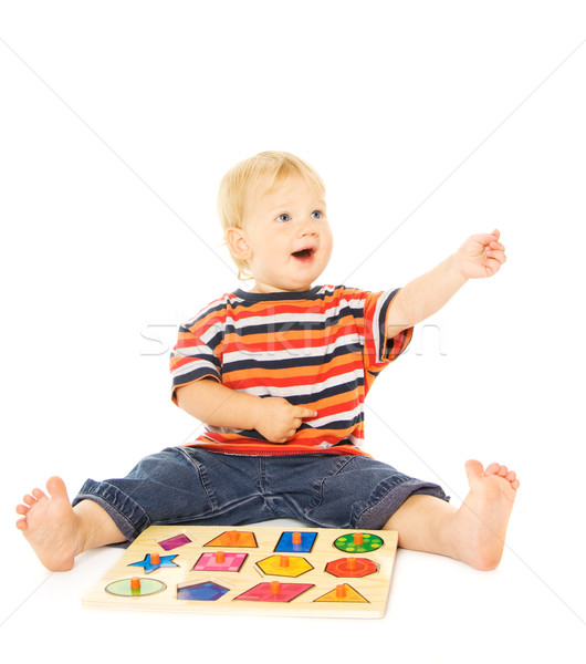 Belo jovem criança jogar intelectual jogo Foto stock © Nejron