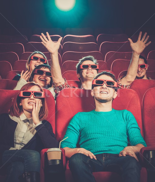 [[stock_photo]]: Groupe · de · gens · lunettes · 3d · regarder · film · cinéma · femme