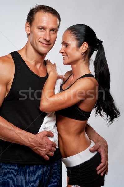 красивой спортивный пару женщину фитнес рабочих Сток-фото © Nejron