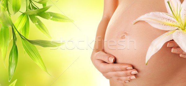 Stockfoto: Mooie · zwangere · buik · vrouw · meisje · baby