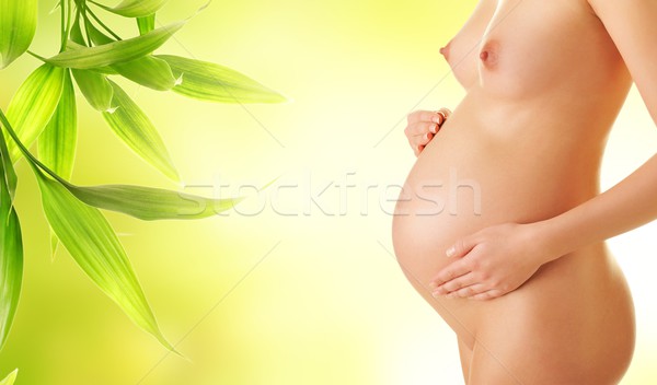 Piękna nago ciało kobieta w ciąży kobieta baby Zdjęcia stock © Nejron