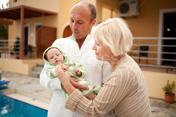 Nagyszülők unoka család baba háttér anya Stock fotó © Nejron