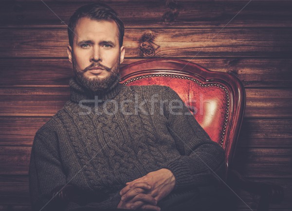 Bel homme cardigan bois rural [[stock_photo]] © Nejron