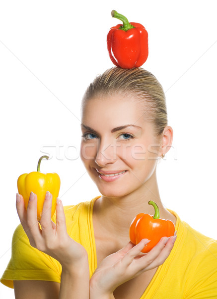 Funny girl with sweet peppers Stock photo © Nejron