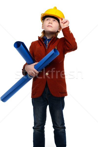 Little boy with plans and toolbox playing engineer role  Stock photo © Nejron