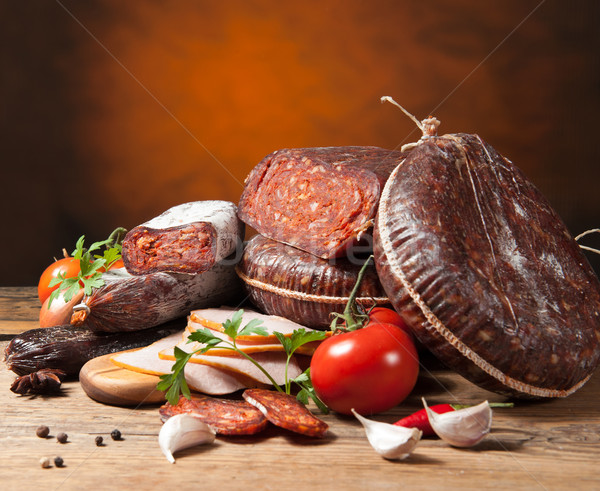 Salchichas variedad salchicha productos hortalizas Foto stock © Neliana