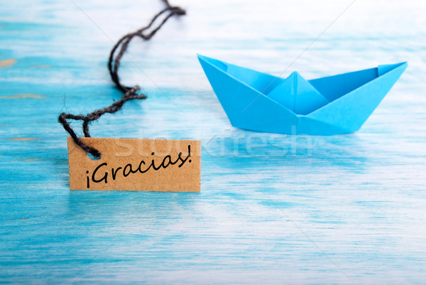Label with Gracias and a Boat Stock photo © Nelosa