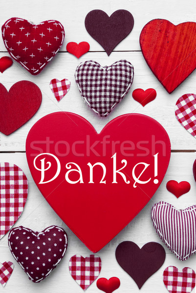Vertical Card With Green Heart Texture, Danke Means Thank You Stock photo © Nelosa
