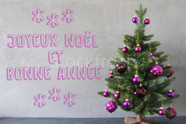 Christmas Tree, Cement Wall, Bonnee Annee Means New Year Stock photo © Nelosa