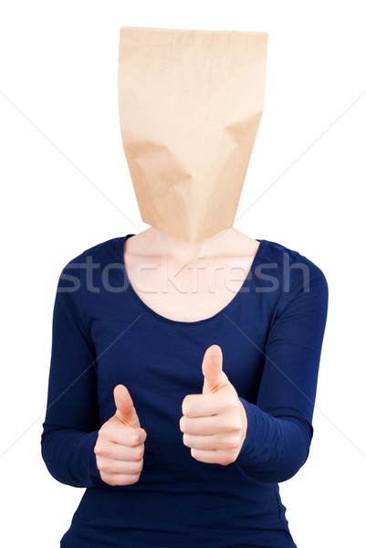 person with blank paper bag head Stock photo © Nelosa