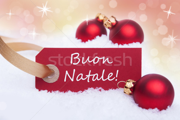Red Label With Buon Natale Stock photo © Nelosa