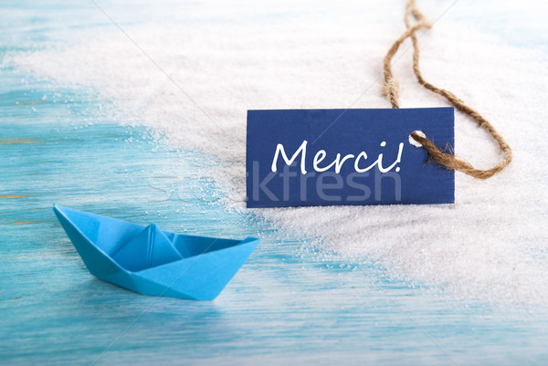 Blue Tag with Merci Stock photo © Nelosa
