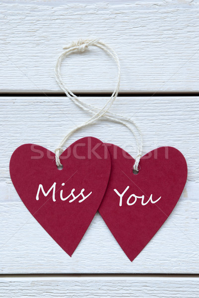 Two Hearts Label With Miss You Vertical Stock photo © Nelosa