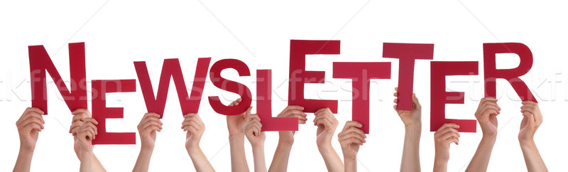 People Hands Holding Red Straight Word Newsletter Stock photo © Nelosa